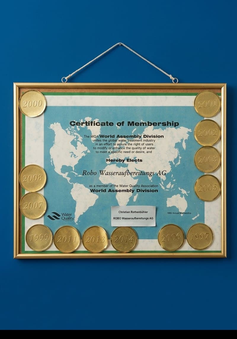 Water Quality Association Certificate of Membership — World Assembly Division, Christian Rottenbühler, Robo Wasseraufbereitungs AG